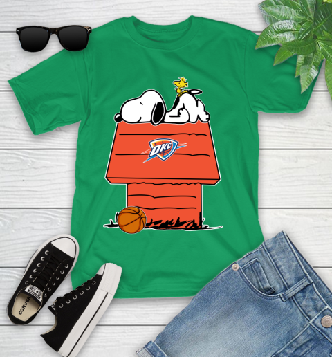 Oklahoma City Thunder NBA Basketball Snoopy Woodstock The Peanuts Movie Youth T-Shirt 6