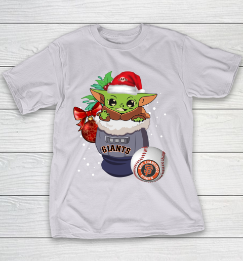 San Francisco Giants Christmas Baby Yoda Star Wars Funny Happy MLB Youth T-Shirt 5