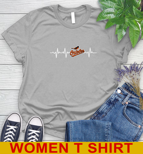 Baltimore Orioles MLB Baseball Heart Beat Shirt Women's T-Shirt 5
