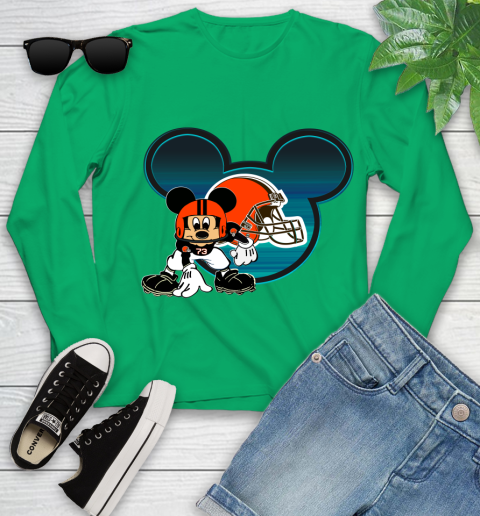 NFL Cleveland Browns Mickey Mouse Disney Football T Shirt Youth Long Sleeve 6