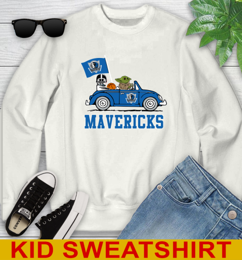 NBA Basketball Dallas Mavericks Darth Vader Baby Yoda Driving Star Wars Shirt Youth Sweatshirt