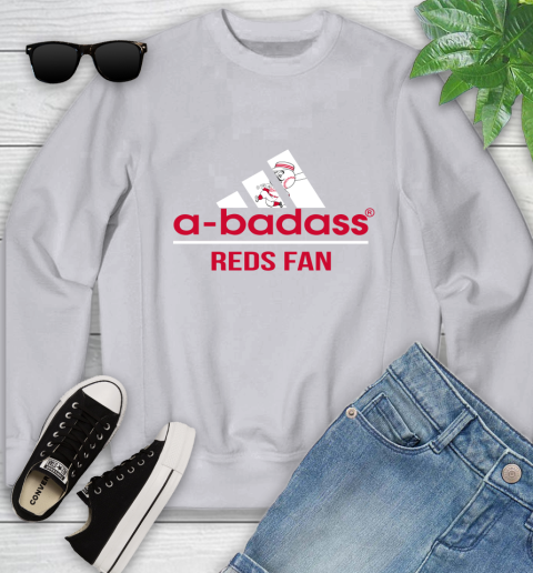 MLB A Badass Cincinnati Reds Fan Adidas Baseball Sports Youth Sweatshirt 3