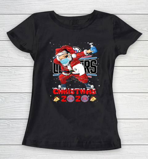 LA Clippers Funny Santa Claus Dabbing Christmas 2020 NBA Women's T-Shirt