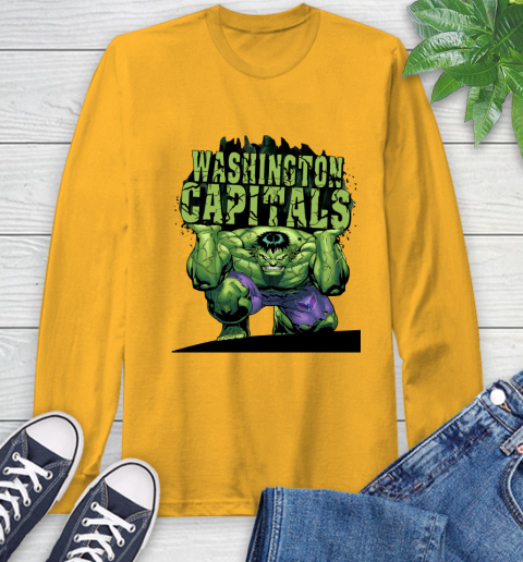 Washington Capitals NHL Hockey Incredible Hulk Marvel Avengers Sports Long Sleeve T-Shirt 3