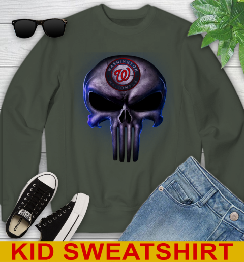 Washington Nationals MLB Baseball Punisher Skull Sports Youth Sweatshirt 8