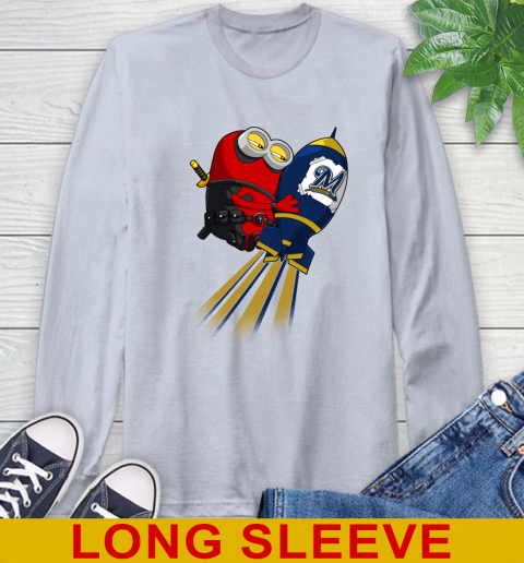 MLB Baseball Milwaukee Brewers Deadpool Minion Marvel Shirt Long Sleeve T-Shirt 6