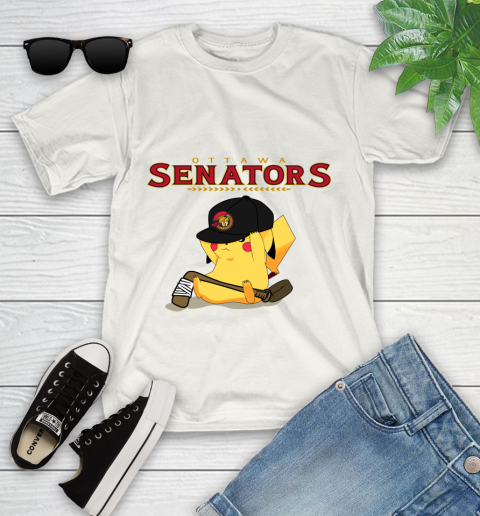 NHL Pikachu Hockey Sports Ottawa Senators Youth T-Shirt
