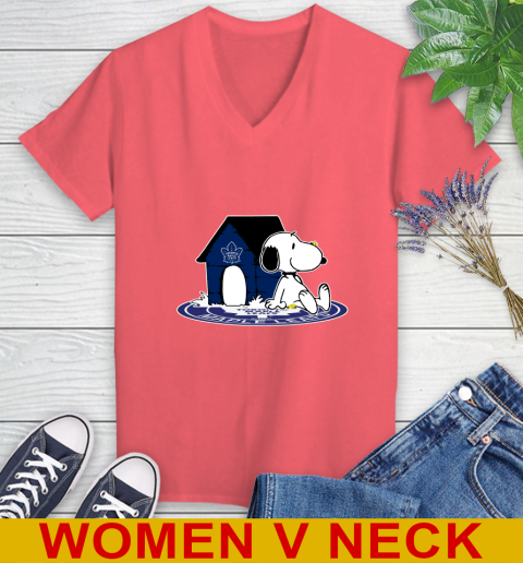 NHL Hockey Toronto Maple Leafs Snoopy The Peanuts Movie Shirt Women's V-Neck T-Shirt 7