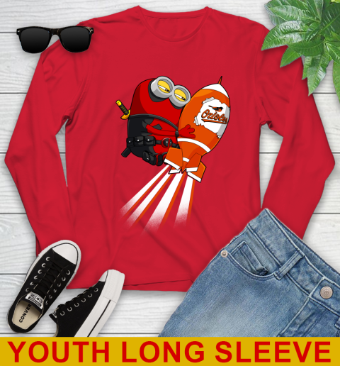 MLB Baseball Baltimore Orioles Deadpool Minion Marvel Shirt Youth Long Sleeve 11