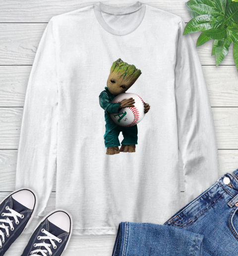 MLB Groot Guardians Of The Galaxy Baseball Sports Oakland Athletics Long Sleeve T-Shirt