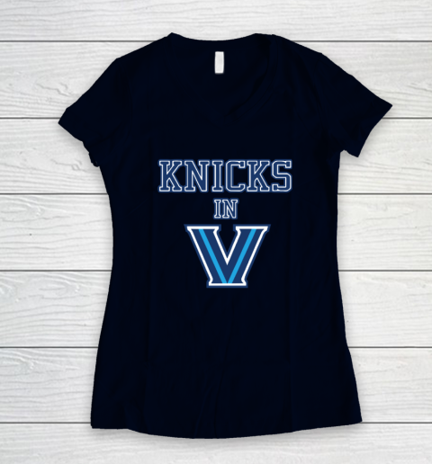 New York Knicks In V Villanova Wildcats Women's V-Neck T-Shirt 2