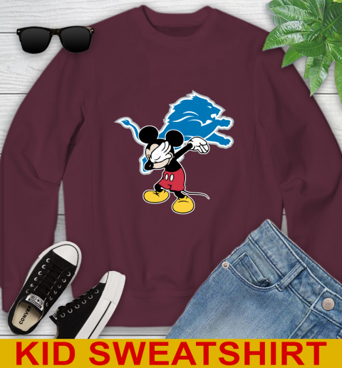 Detroit Lions NFL Football Dabbing Mickey Disney Sports Youth Sweatshirt 5