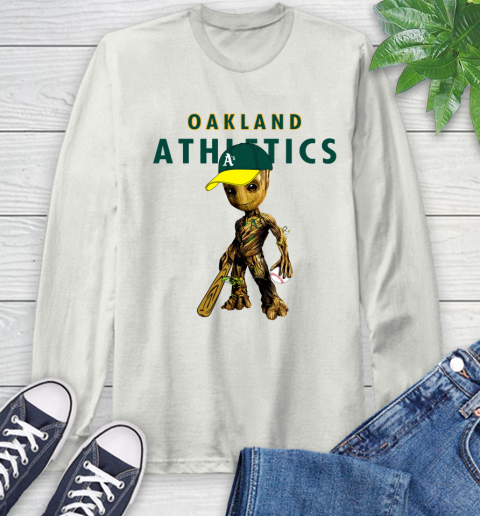 MLB Oakland Athletics Groot Guardians Of The Galaxy Baseball Long Sleeve T-Shirt 12