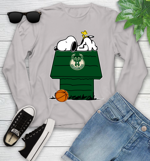 Milwaukee Bucks NBA Basketball Snoopy Woodstock The Peanuts Movie Youth Long Sleeve 12