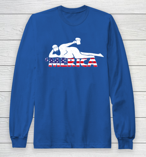 Beer Lover Funny Shirt Mens 4th Of July Merica Fat Party Funny Drinking Adult Joke Long Sleeve T-Shirt 6