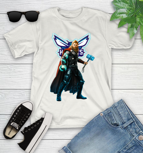 NBA Thor Avengers Endgame Basketball Charlotte Hornets Youth T-Shirt