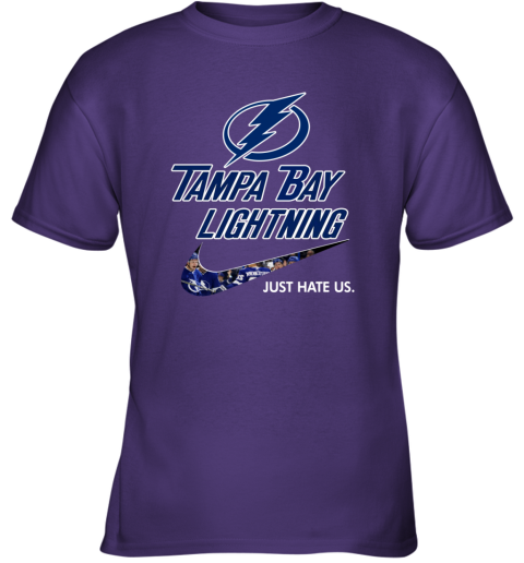 NHL Tampa Bay Lightnings x Nike Just Hate Us ywyf nhltampa bay lightnings x nike just hate us youth t shirt 26 front purple