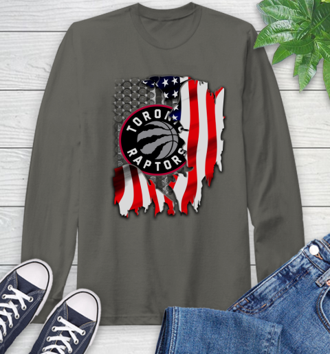 Toronto Raptors NBA Basketball American Flag Long Sleeve T-Shirt 9