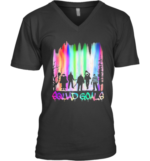 Halloween Horror Characters Squad Goals Mountain V-Neck T-Shirt
