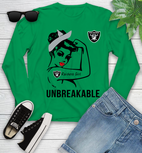 NFL Oakland Raiders Girl Unbreakable Football Sports Youth Long Sleeve 4