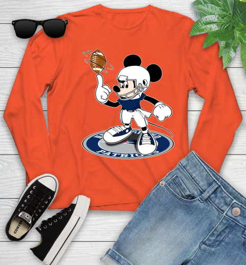 NFL Football New England Patriots Cheerful Mickey Disney Shirt Youth Long Sleeve 4