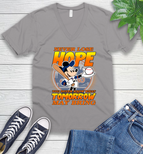 New York Mets MLB Baseball Mickey Disney Never Lose Hope V-Neck T-Shirt 3