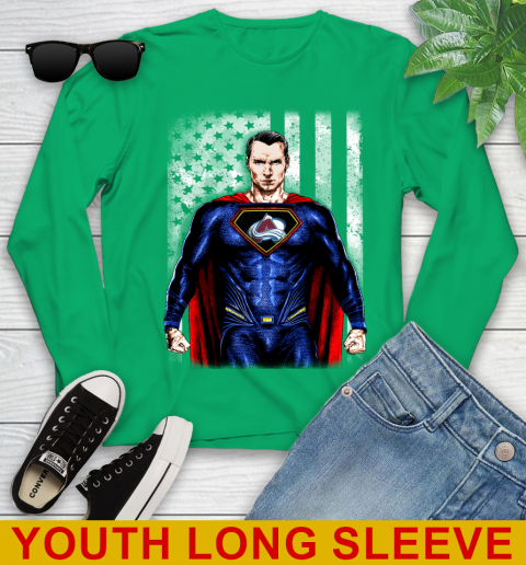 NHL Hockey Colorado Avalanche Superman DC Shirt Youth Long Sleeve 7