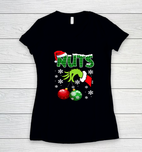 Chest Nuts Matching Chestnuts Funny Christmas Couples Nuts Women's V-Neck T-Shirt