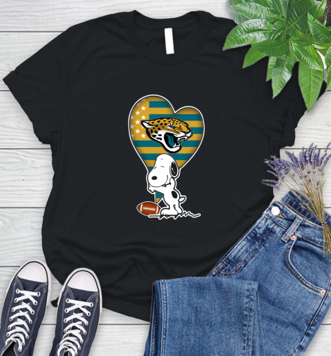 Jacksonville Jaguars NFL Football The Peanuts Movie Adorable Snoopy Women's T-Shirt 2