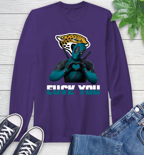 NHL Jacksonville Jaguars Deadpool Love You Fuck You Football Sports Long Sleeve T-Shirt 5
