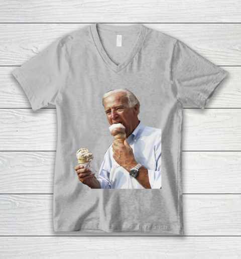 Joe Biden Eating Ice Cream V-Neck T-Shirt 3