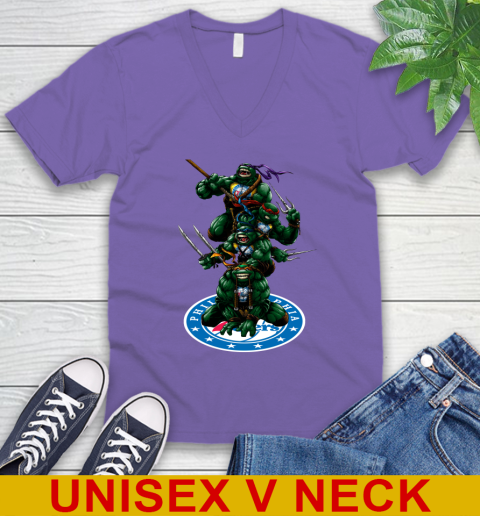 NBA Basketball Philadelphia 76ers Teenage Mutant Ninja Turtles Shirt V-Neck T-Shirt 9