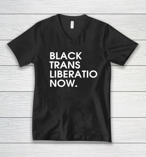 Black Trans Liberation Now V-Neck T-Shirt