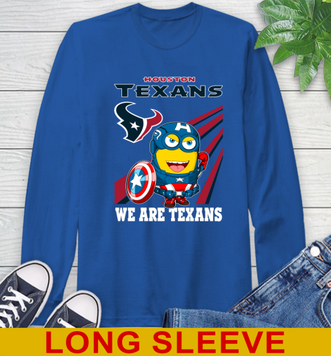 NFL Football Houston Texans Captain America Marvel Avengers Minion Shirt Long Sleeve T-Shirt 11