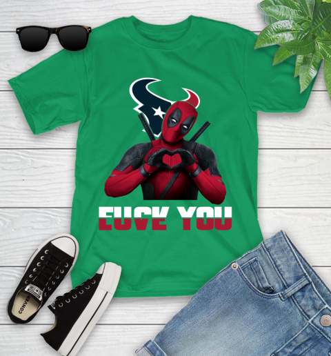 NHL Houston Texans Deadpool Love You Fuck You Football Sports Youth T-Shirt 8