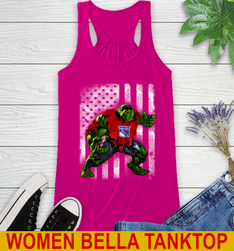 New York Rangers Hulk Marvel Avengers NHL Hockey American Flag Racerback Tank 6