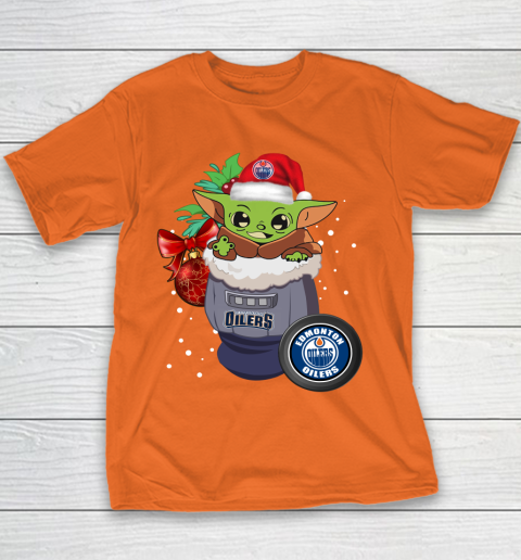 Edmonton Oilers Christmas Baby Yoda Star Wars Funny Happy NHL Youth T-Shirt 6
