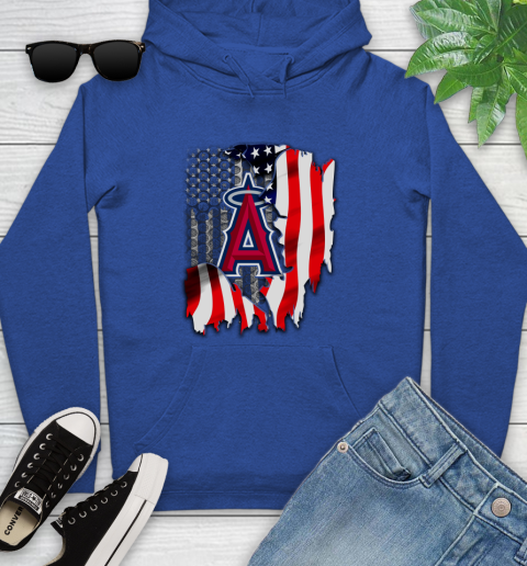 Los Angeles Angels MLB Baseball American Flag Youth Hoodie 11