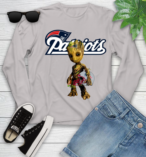 New England Patriots NFL Football Groot Marvel Guardians Of The Galaxy Youth Long Sleeve 12