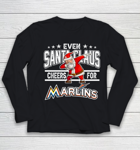 Miami Marlins Even Santa Claus Cheers For Christmas MLB Youth Long Sleeve