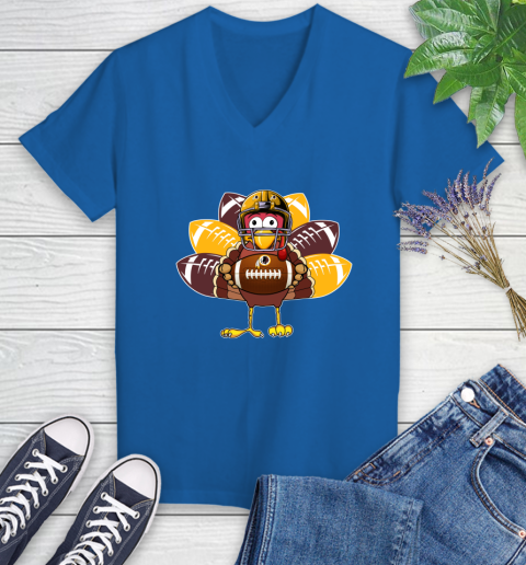 Washington Redskins Turkey Thanksgiving Day Women's V-Neck T-Shirt 10