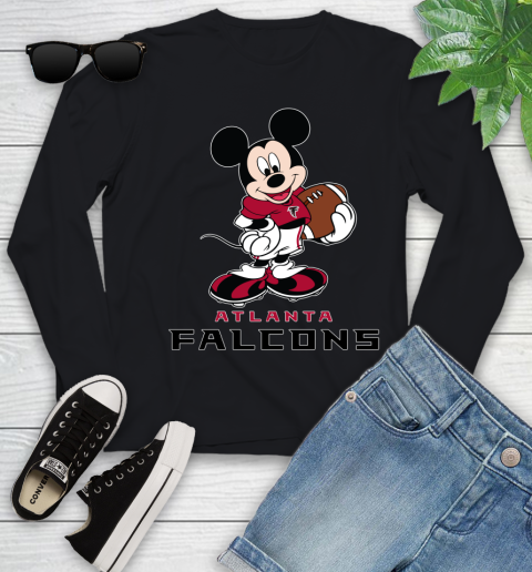 NFL Football Atlanta Falcons Cheerful Mickey Mouse Shirt Youth Long Sleeve