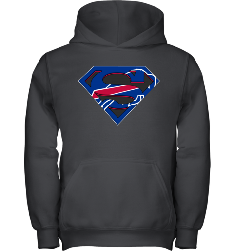 NFL Buffalo Bills Logo Superman lfro nfl buffalo bills logo superman youth hoodie 43 front black