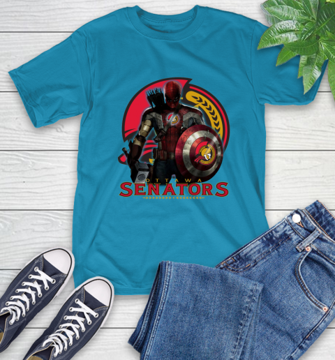 NHL Captain America Thor Spider Man Hawkeye Avengers Endgame Hockey Ottawa Senators T-Shirt 8