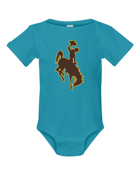 Wyoming Cowboys Infant Bodysuit 79ll wyoming cowboys infant rib bodysuit 4400 105 front turquoise