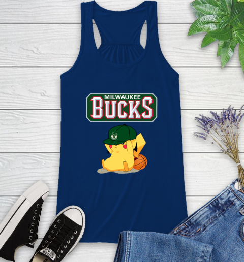 NBA Pikachu Basketball Sports Milwaukee Bucks Racerback Tank 9