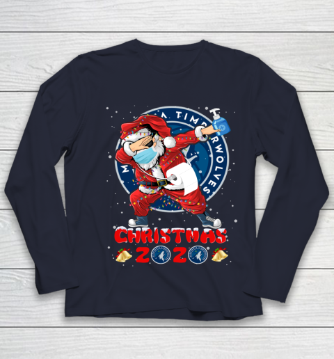 Minnesota Timberwolves Funny Santa Claus Dabbing Christmas 2020 NBA Youth Long Sleeve 2