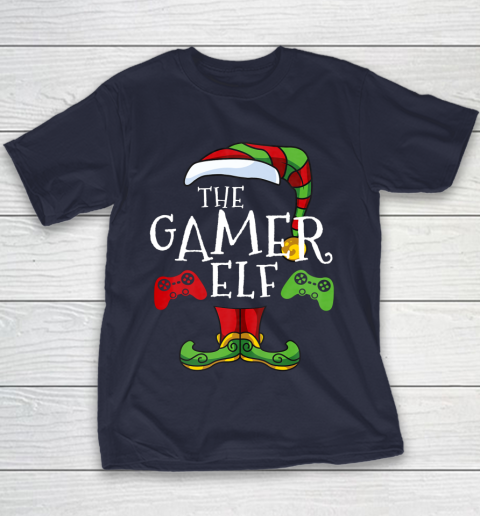 Gamer Elf Family Matching Christmas Funny Gaming Pajama Youth T-Shirt 2