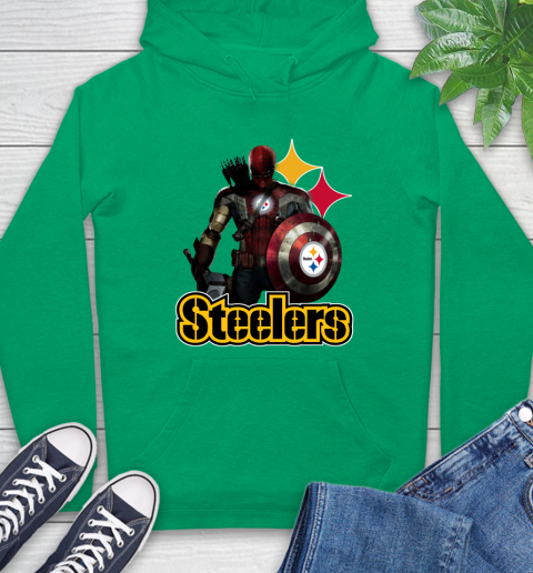 NFL Captain America Thor Spider Man Hawkeye Avengers Endgame Football Pittsburgh Steelers Hoodie 8