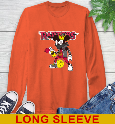 Toronto Raptors NBA Basketball Mickey Peace Sign Sports Long Sleeve T-Shirt 5